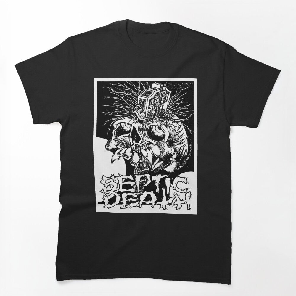 Pushead Septic Death Guitar Neck Thru Skull Shirt