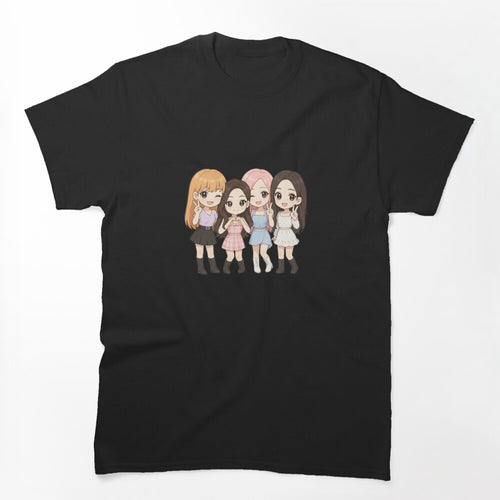 Kpop Girl Group Blackpink Lisa Jennie Rosé And Jisoo Chibi Anime Art Shirt