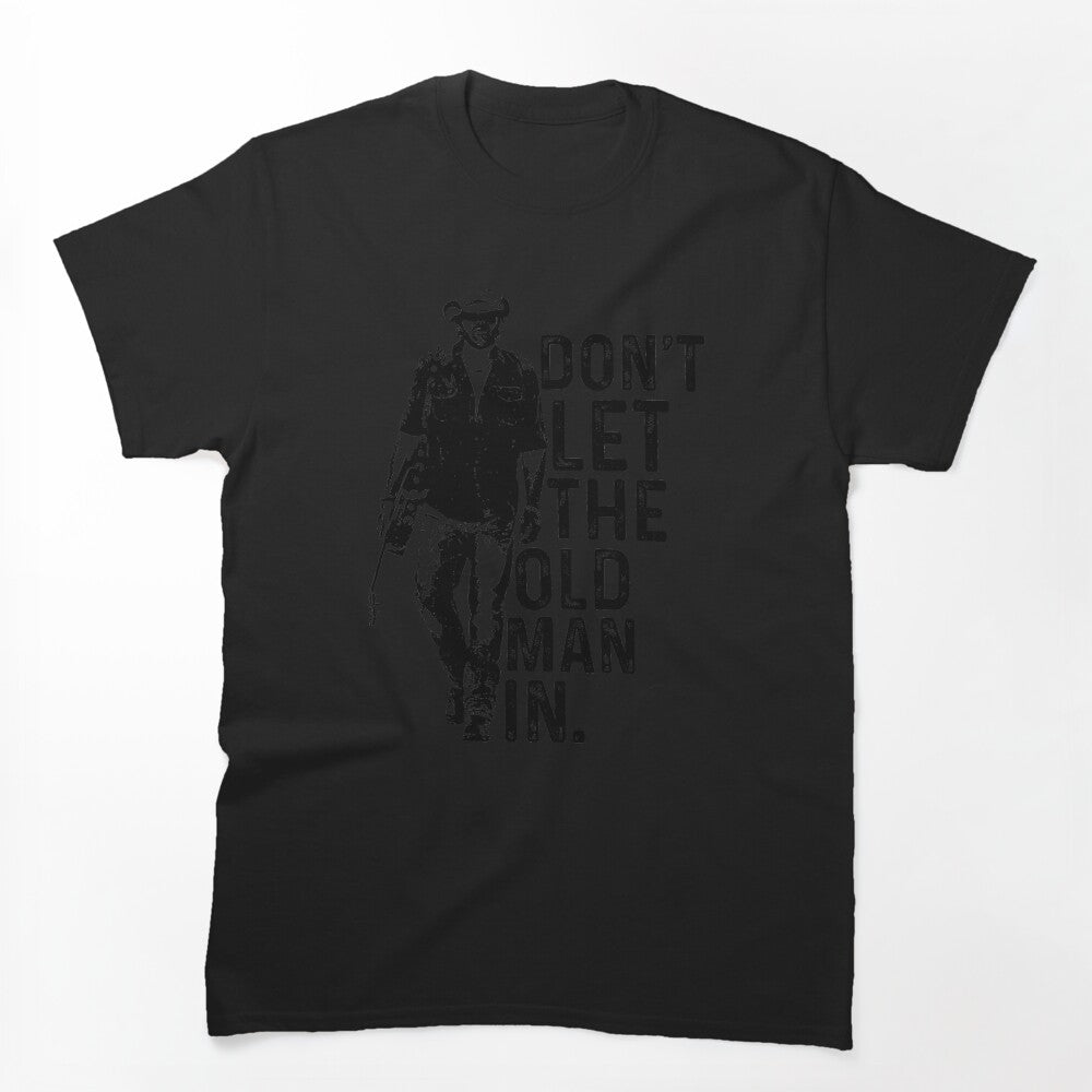 Man In Vintage Walking With A Guitar Shirt