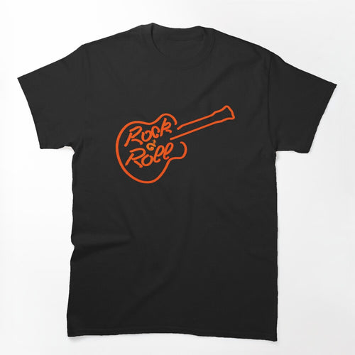 Rock And Roll Neon Sign Guitar Shirt