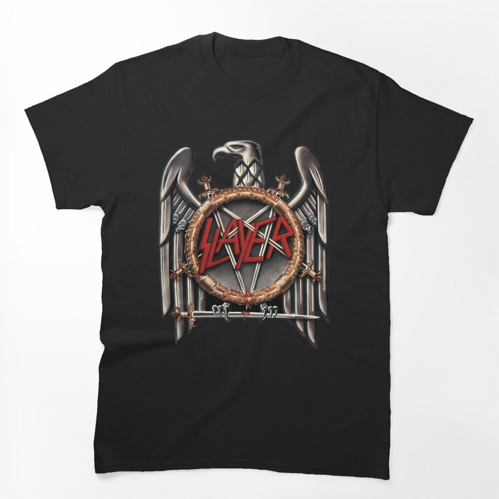 Metallic Eagle Crest Swords Pentagram Ring Shirt