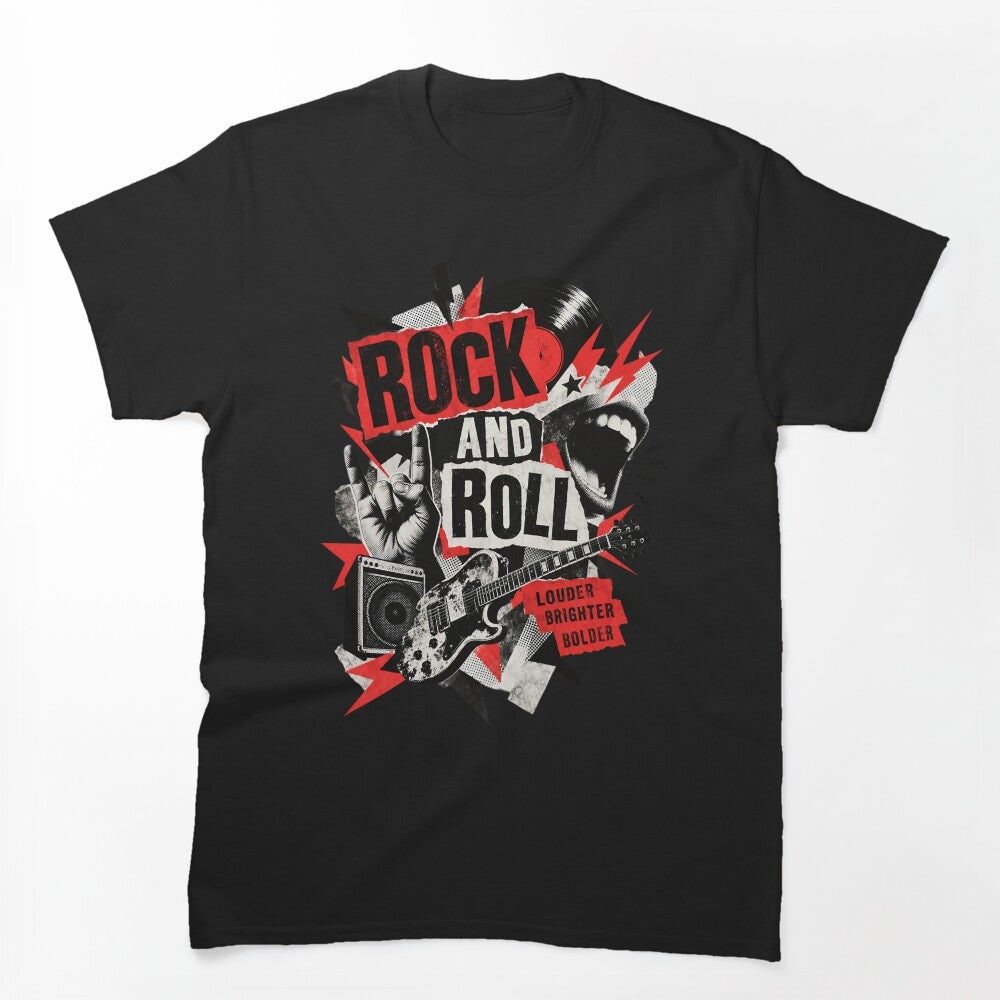 Rock & Roll Rebel Typography Chaotic Vintage Graphic Text Design Shirt