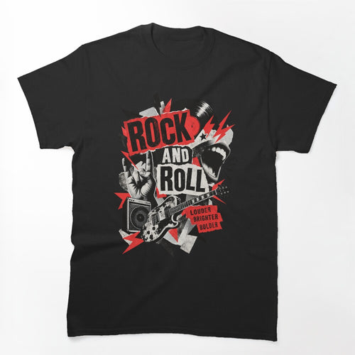 Rock & Roll Rebel Typography Chaotic Vintage Graphic Text Design Shirt