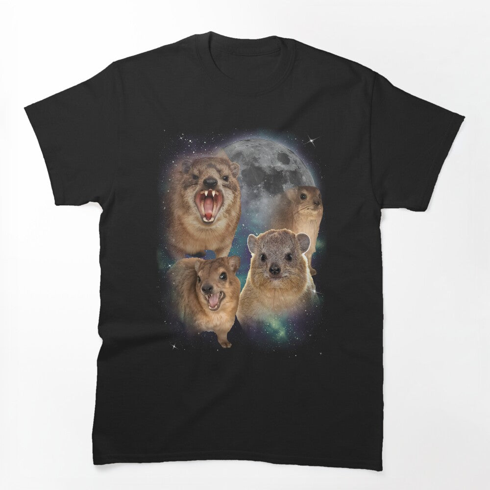 90s Retro Screaming Rock Hyraxes Moon Shirt