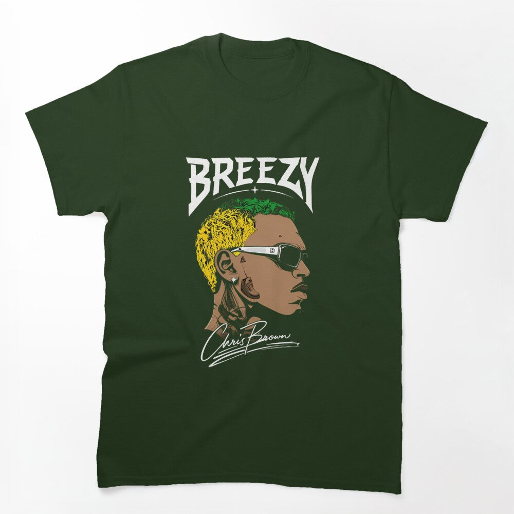 Chris Brown Breezy Minimalist Green Graphic Design Shirt