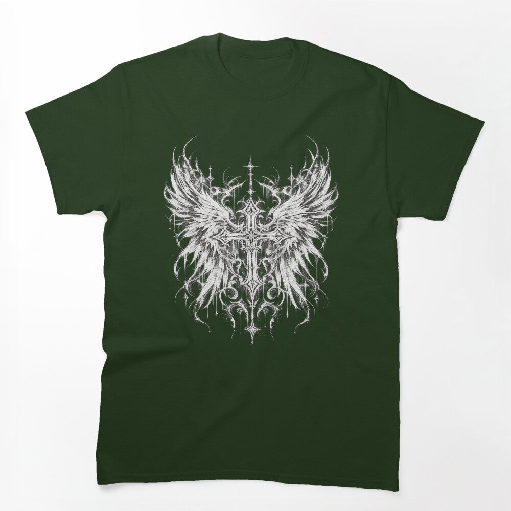 Gothic Angel Wings Cross Shirt