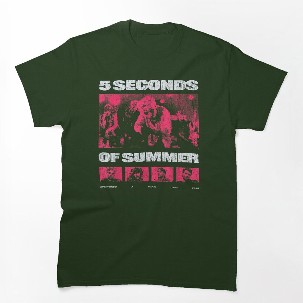 Retro 5 Seconds Of Summer Tour Photo Graphic Pop Punk Band Shirt