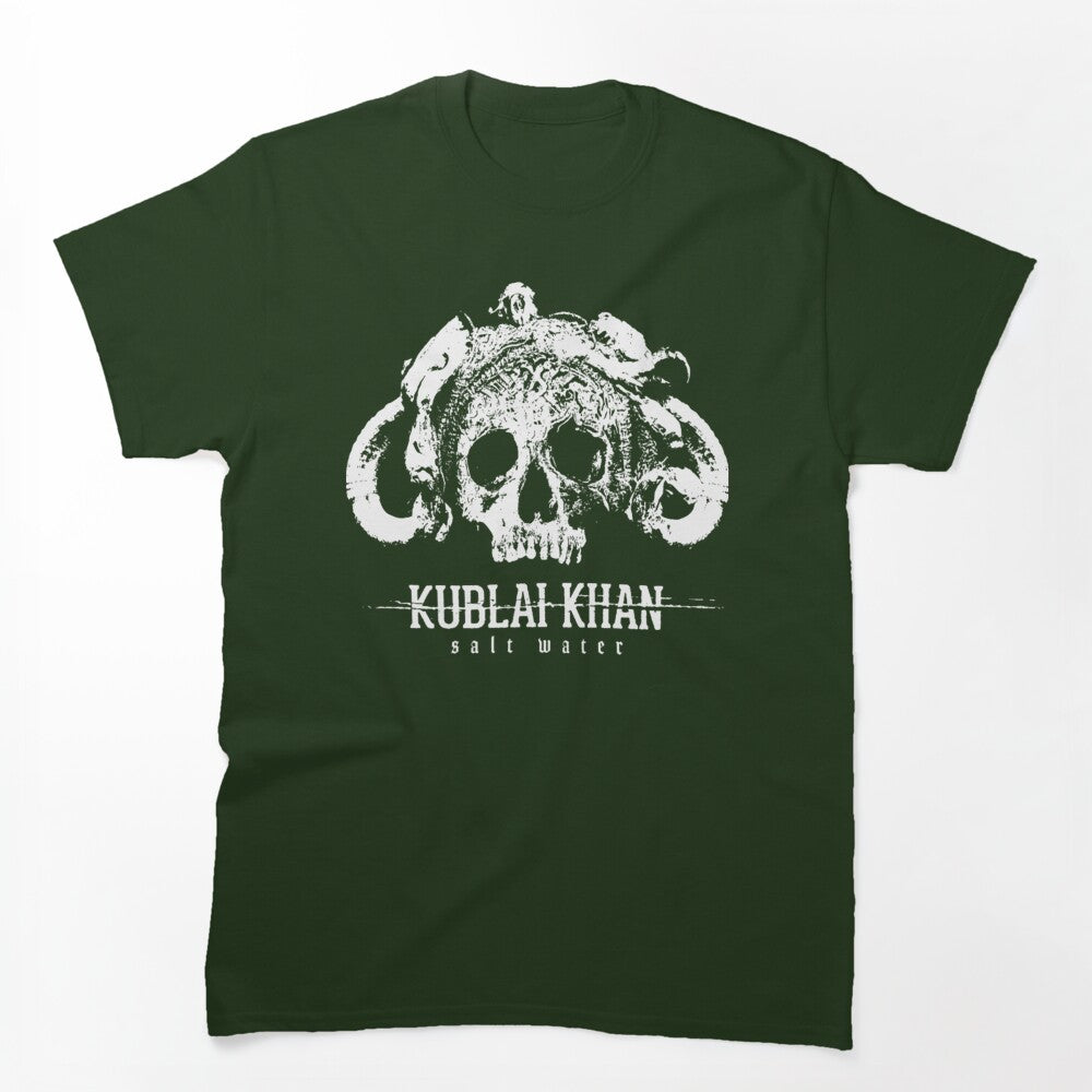 Detailed White Horned Skull Symbol Shirt