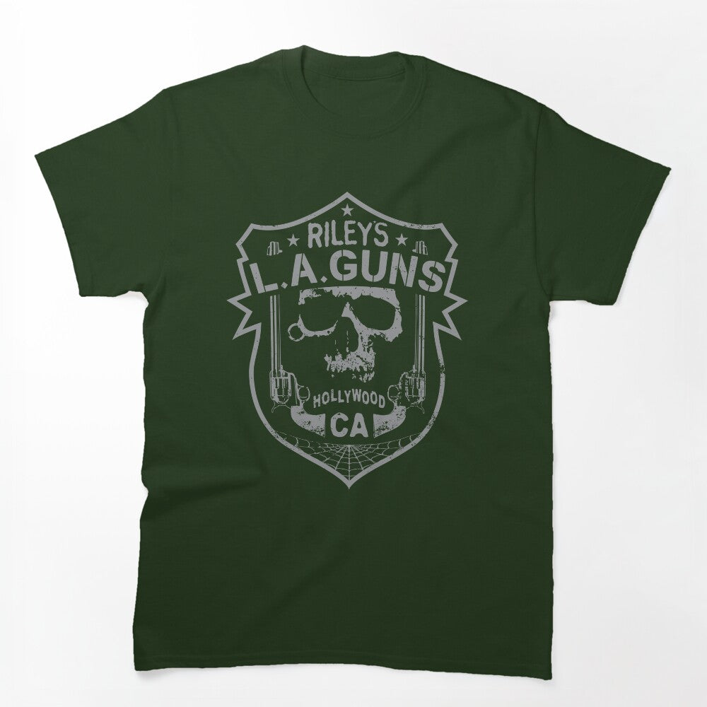 Riley's L A GUNS Official Logo Grey Skull Shirt