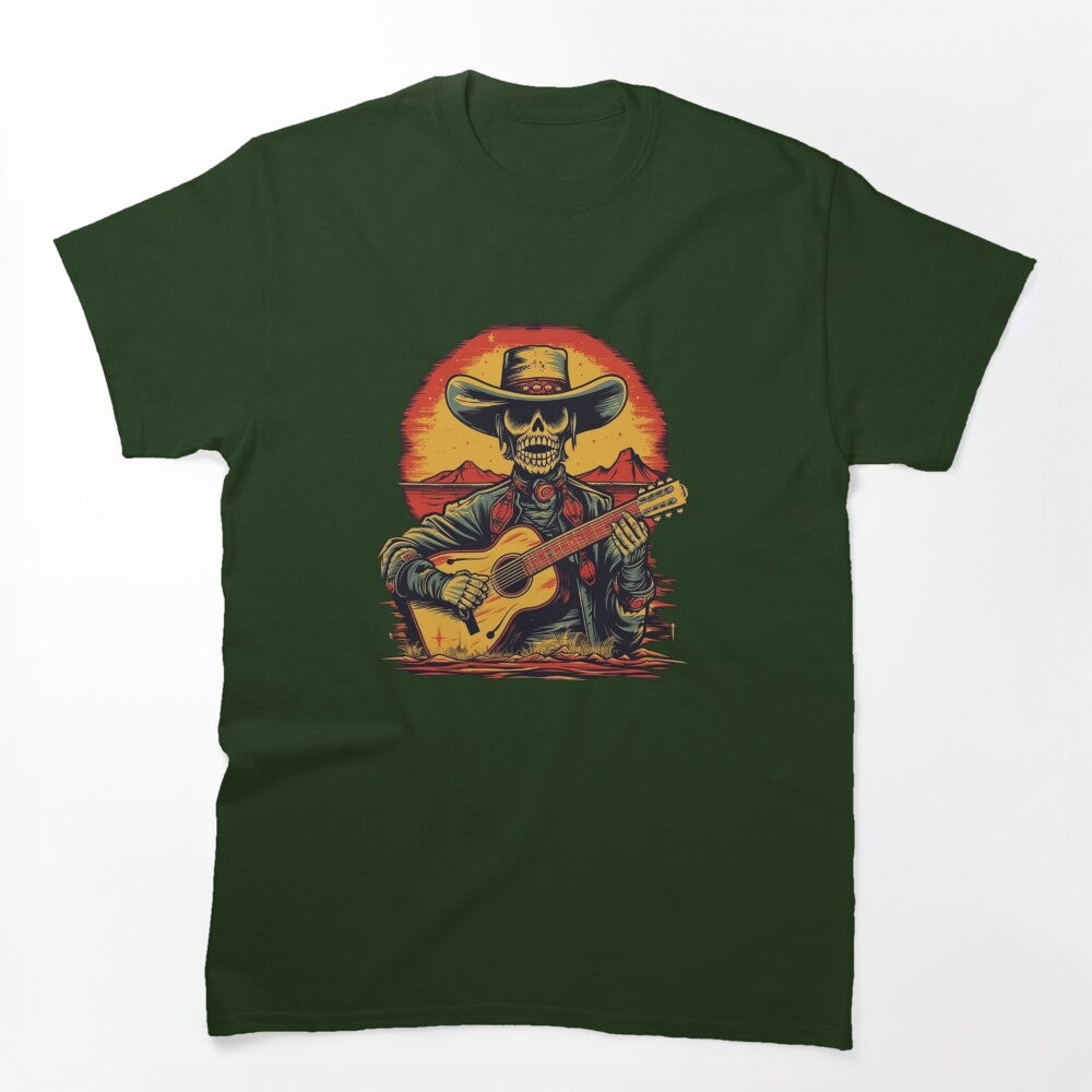 Western Skeleton Cowboy Playing Guitar Shirt