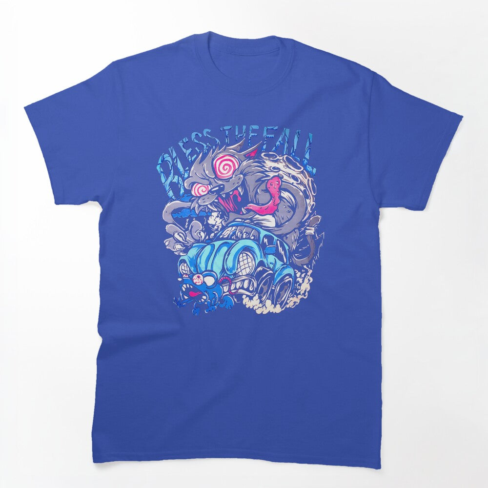 Blue Typography Screamo Band Shirt