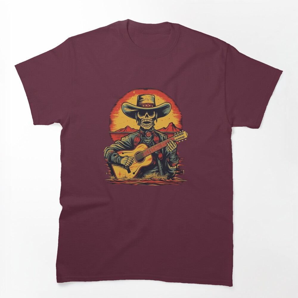 Western Skeleton Cowboy Playing Guitar Shirt
