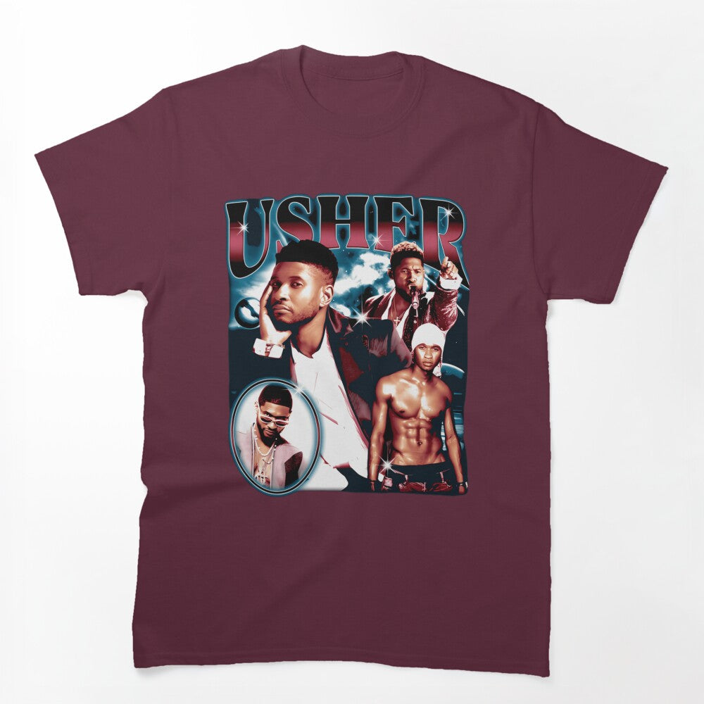 Usher 90s R&B Superstar Collage Design Shirt