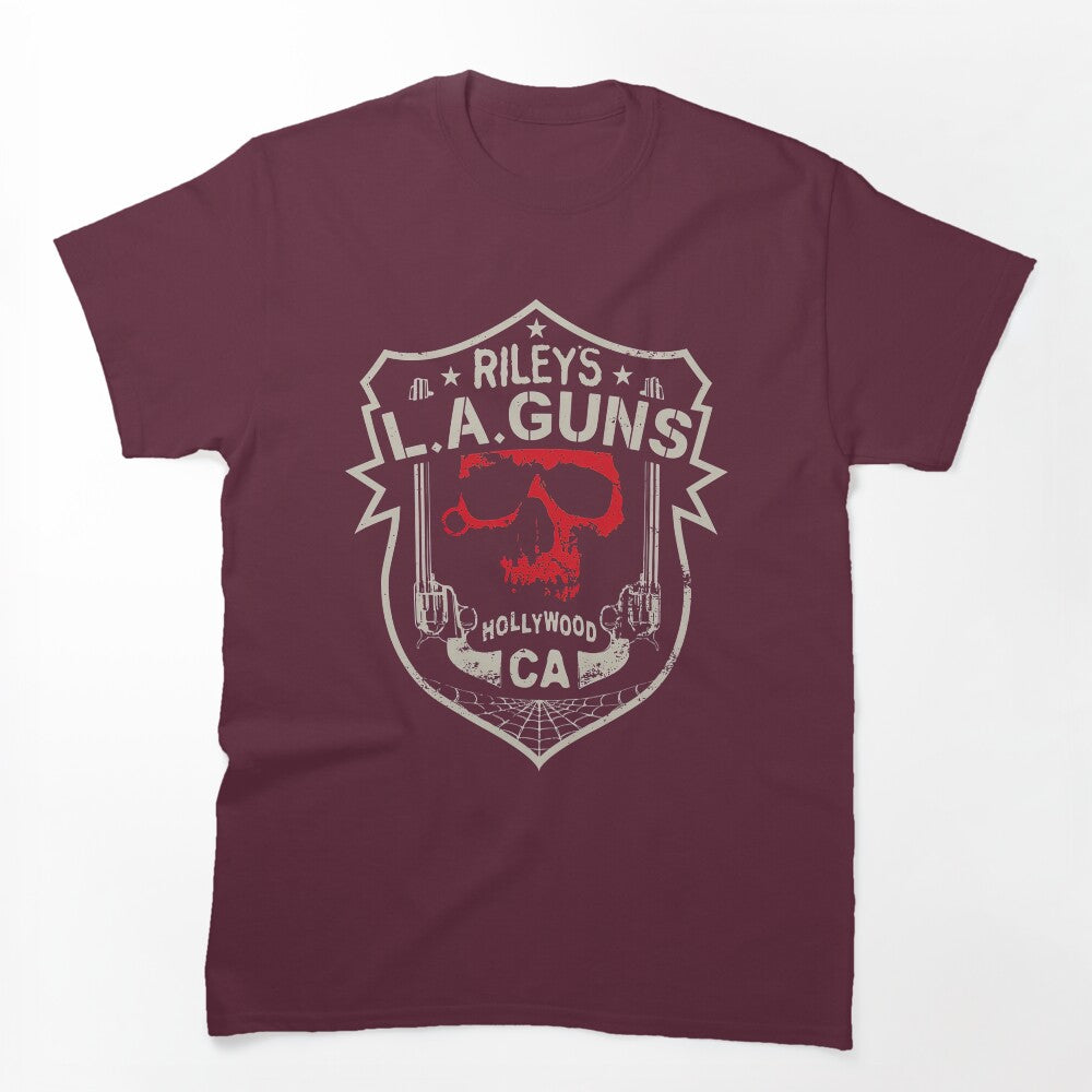 Riley's L A Guns Official Logo Red Skull Shirt