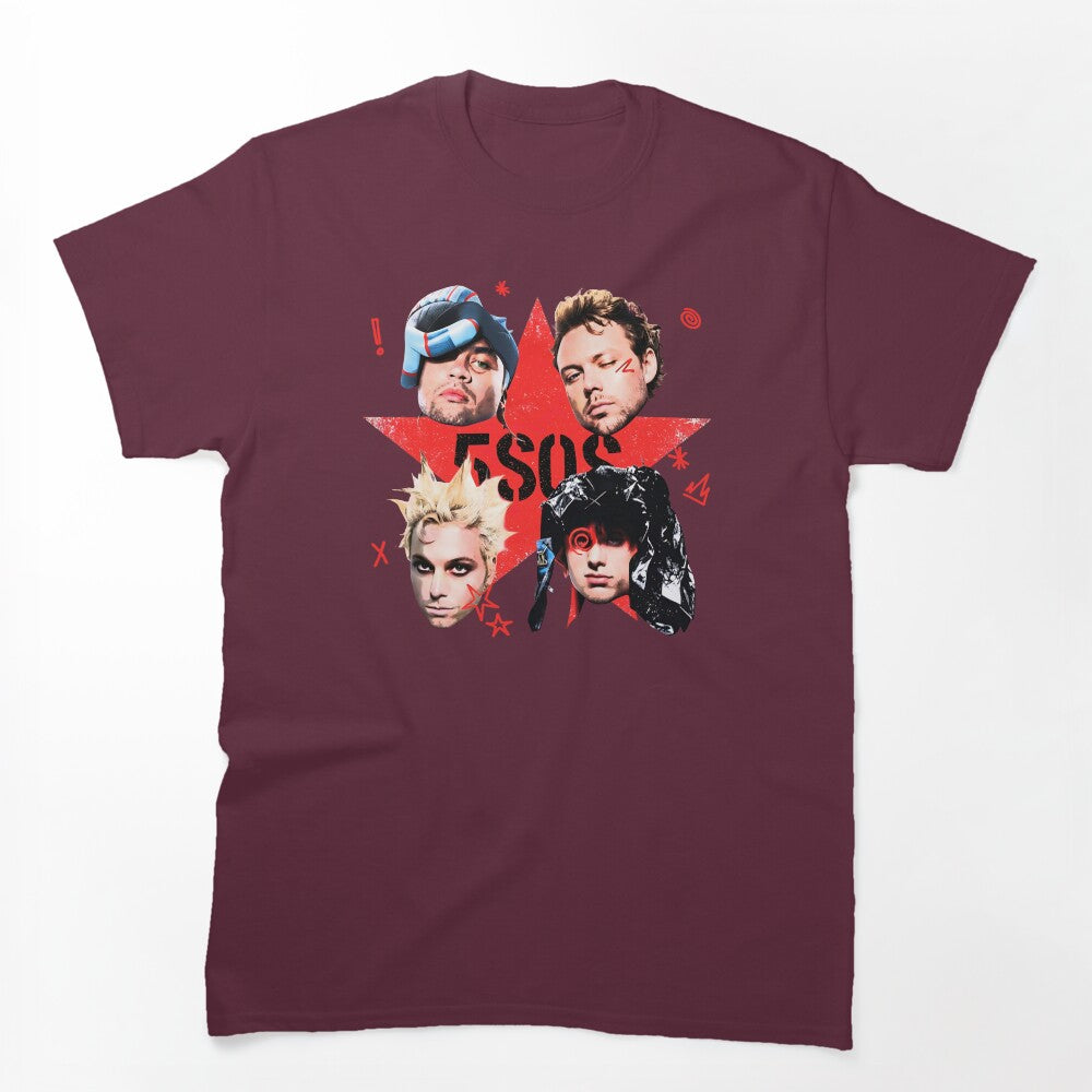 5 Seconds Of Summer Red Star Graphic Shirt