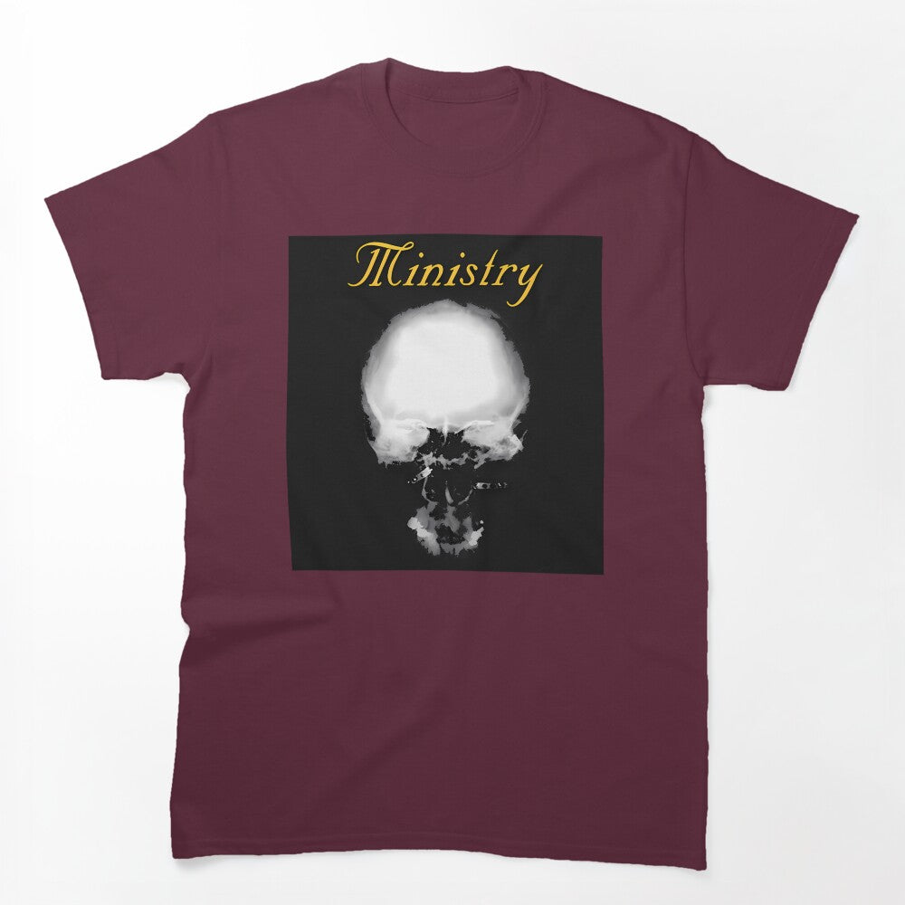 Ministry Band White Glowing Skull Shirt
