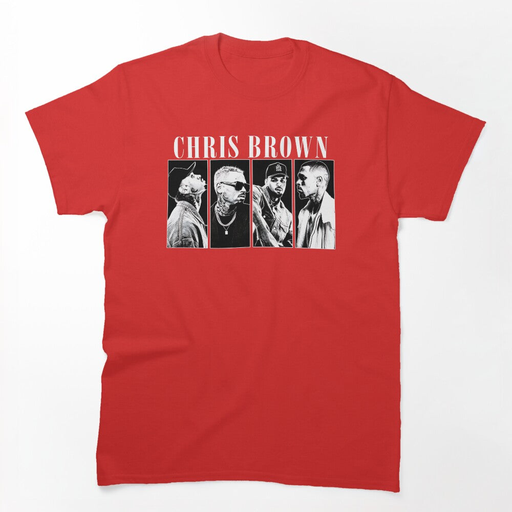Breezy Chris Brown Black And White Portrait Collage Graphic Shirt