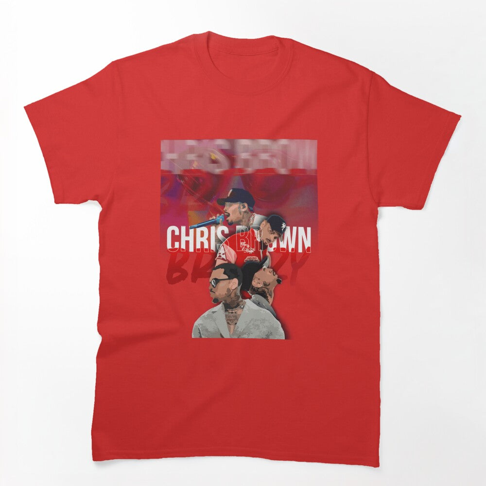 Chris Brown Breezy Portrait Collage Fan Art Design Shirt
