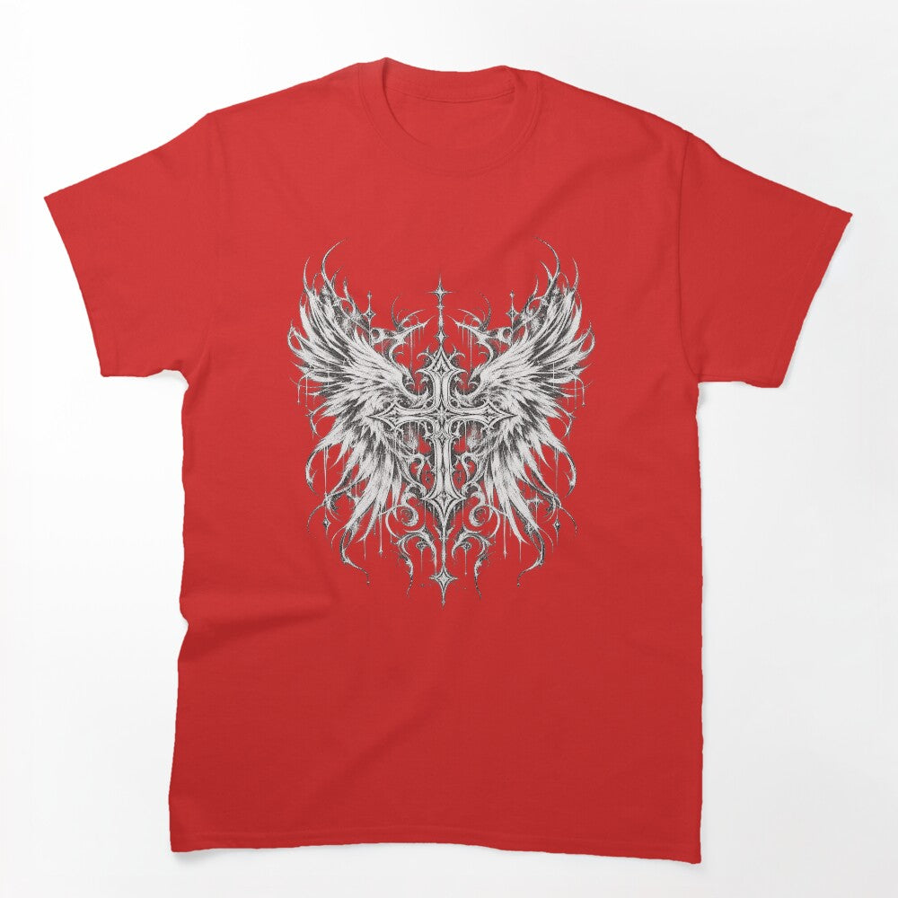 Gothic Angel Wings Cross Shirt