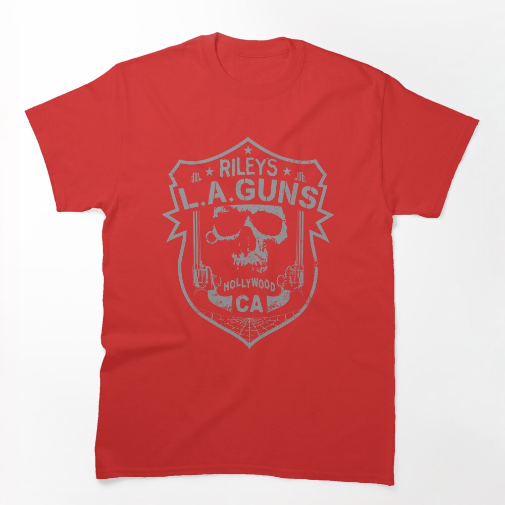 Riley's L A GUNS Official Logo Grey Skull Shirt