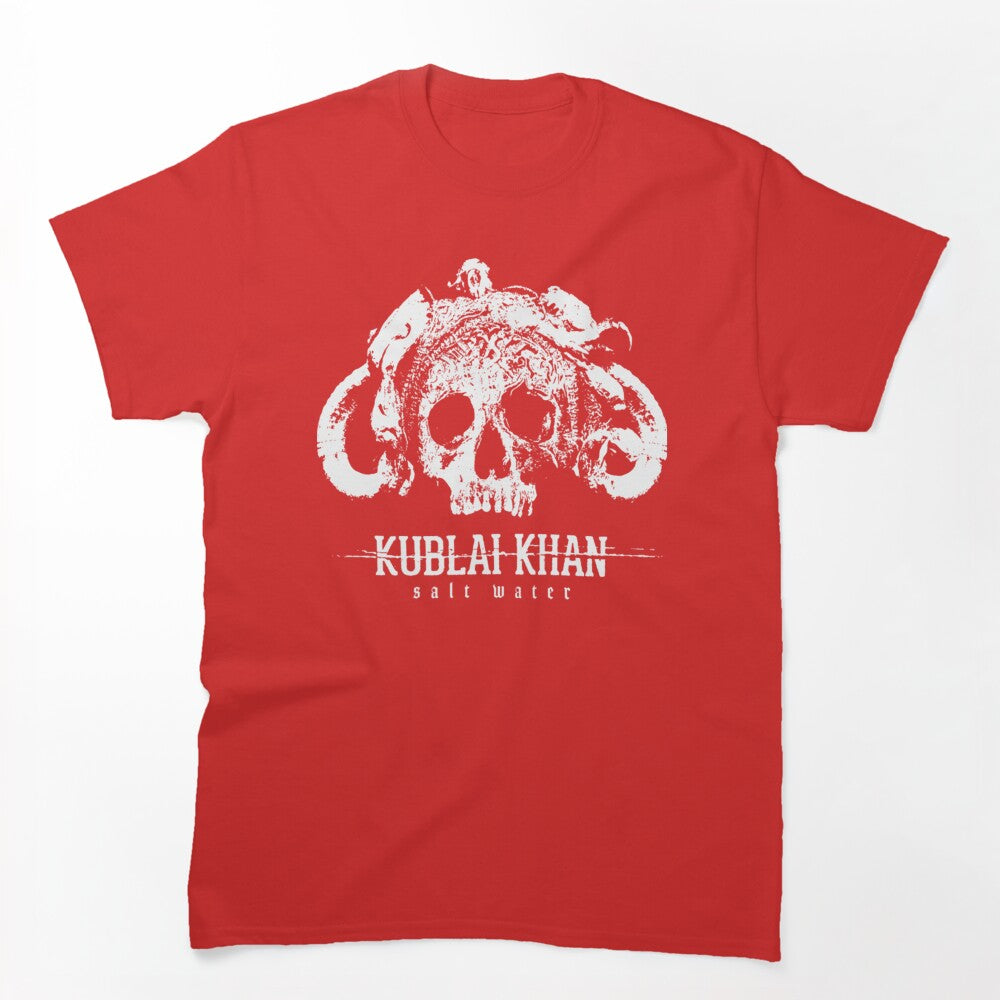 Detailed White Horned Skull Symbol Shirt