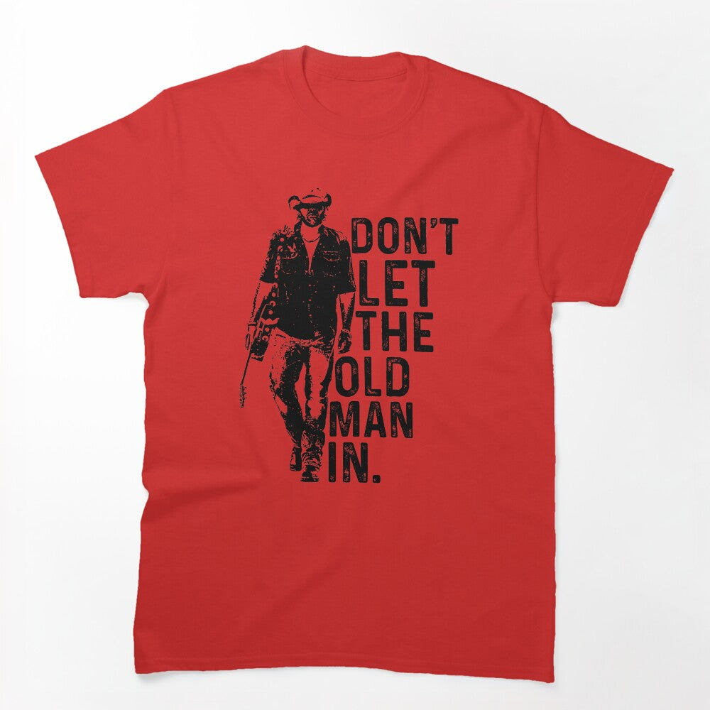Man In Vintage Walking With A Guitar Shirt