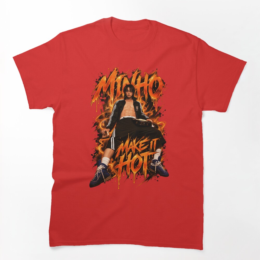Edgy Y2K Orange Typography Minho Photo Visual Shirt