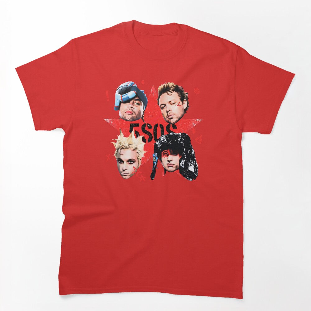 5 Seconds Of Summer Red Star Graphic Shirt
