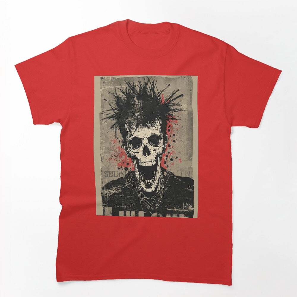 Punk Rock Mohawk Skull Zine Graphic Shirt