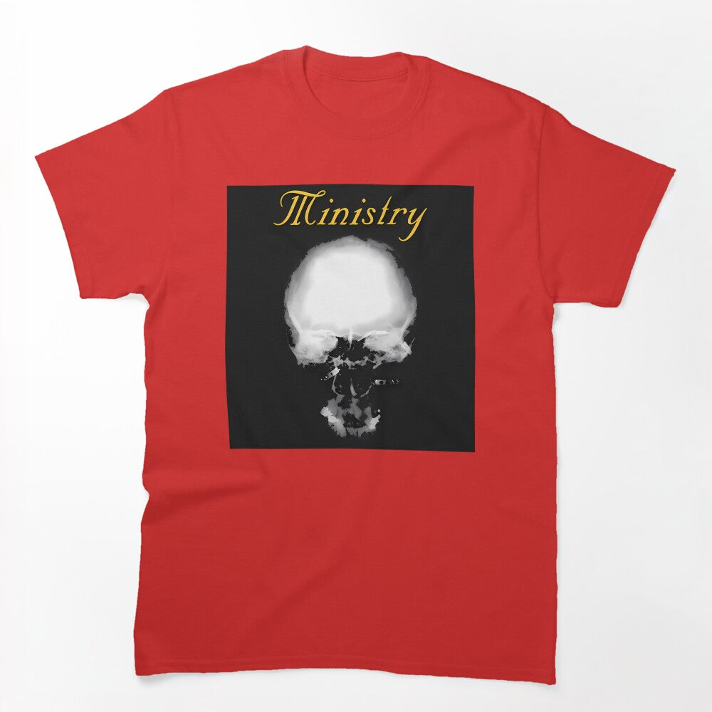 Ministry Band White Glowing Skull Shirt