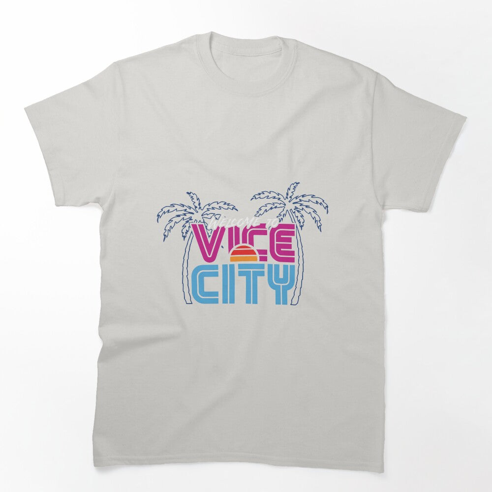 Welcome To Vice City Palm Trees Sunset Neon Style Shirt