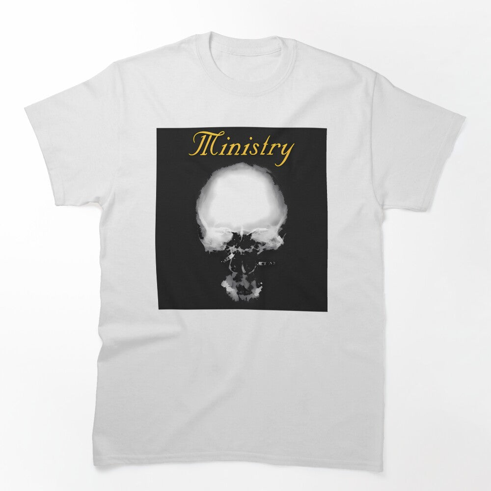 Ministry Band White Glowing Skull Shirt