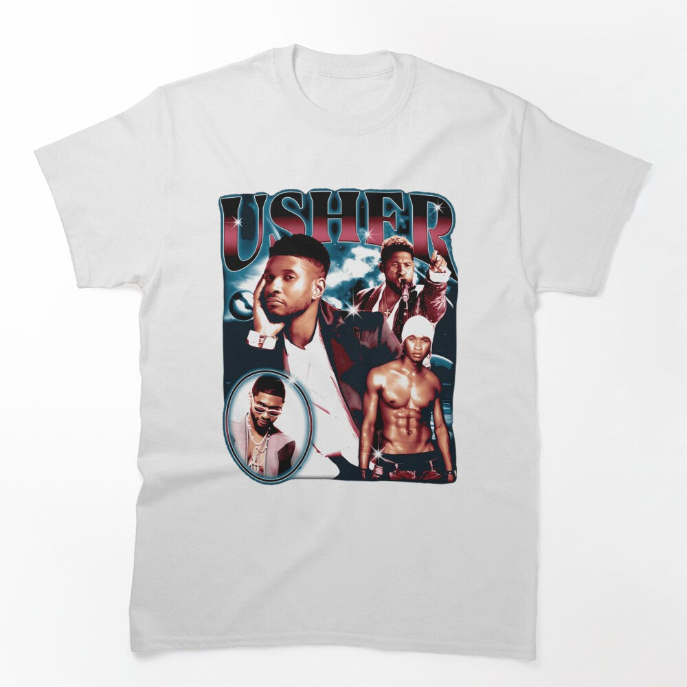 Usher 90s R&B Superstar Collage Design Shirt