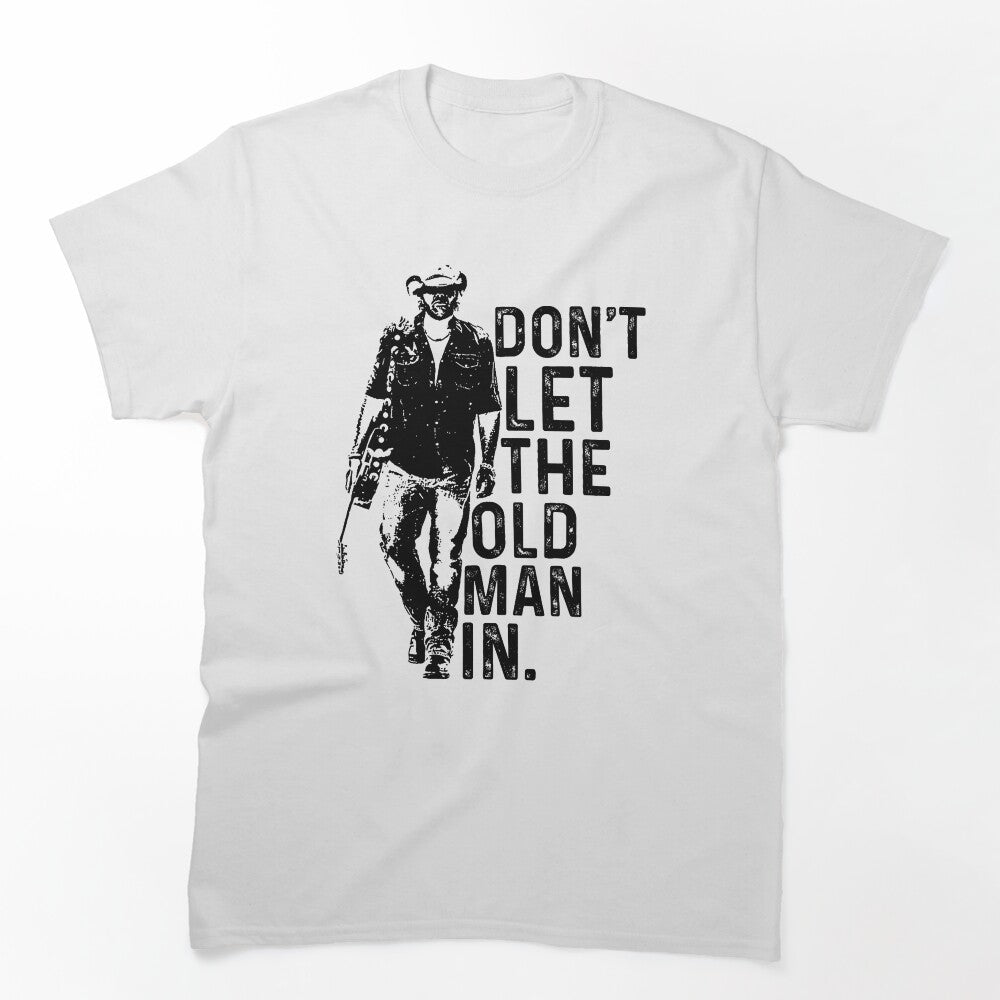 Man In Vintage Walking With A Guitar Shirt