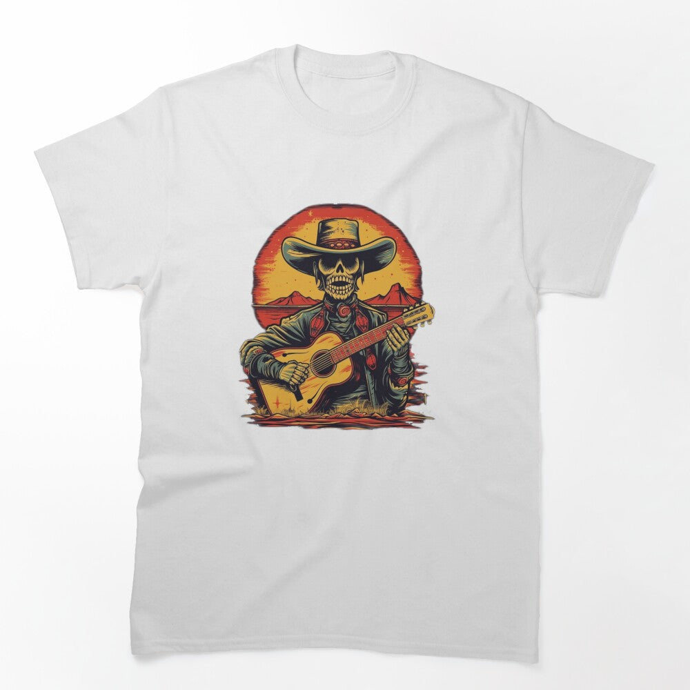 Western Skeleton Cowboy Playing Guitar Shirt