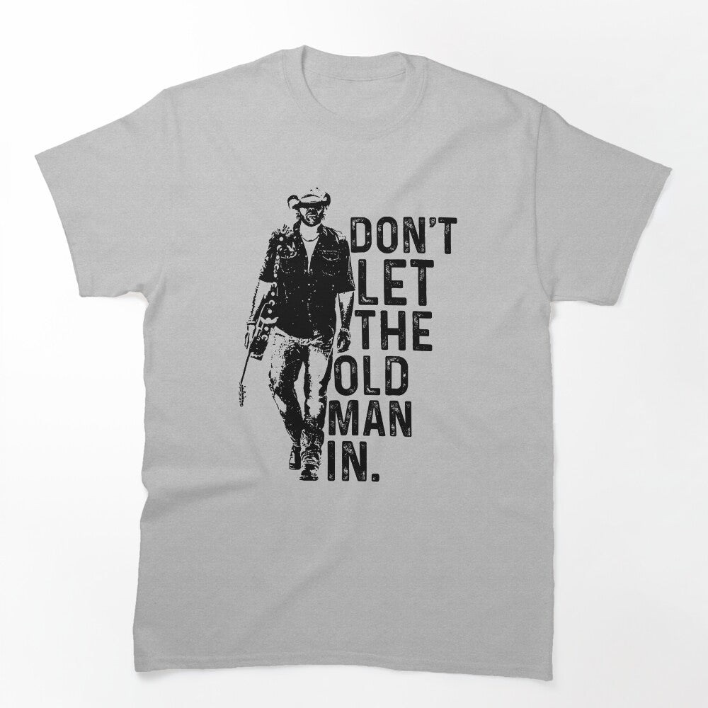 Man In Vintage Walking With A Guitar Shirt