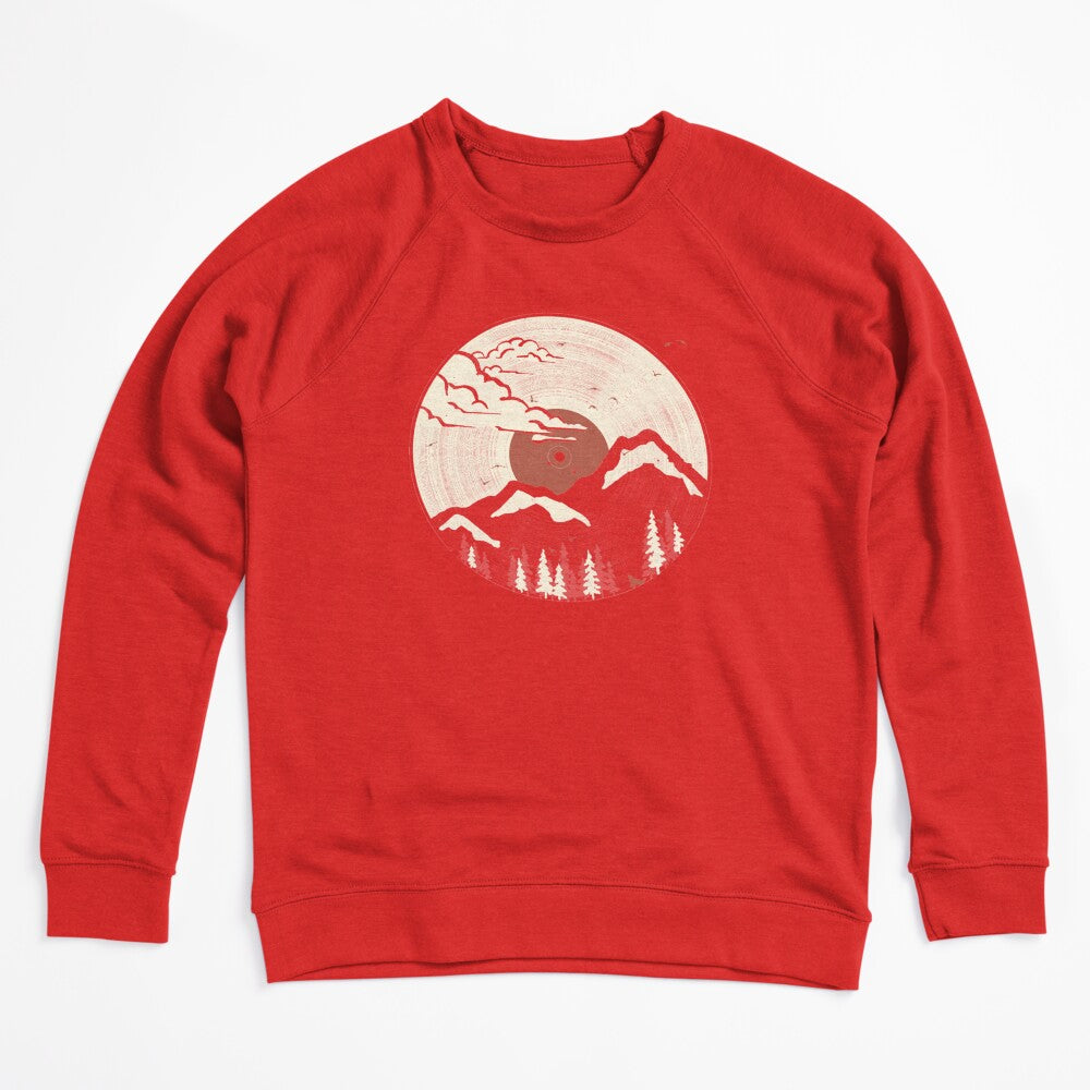 Retro Vinyl Record Mountain Sunset Forest Shirt