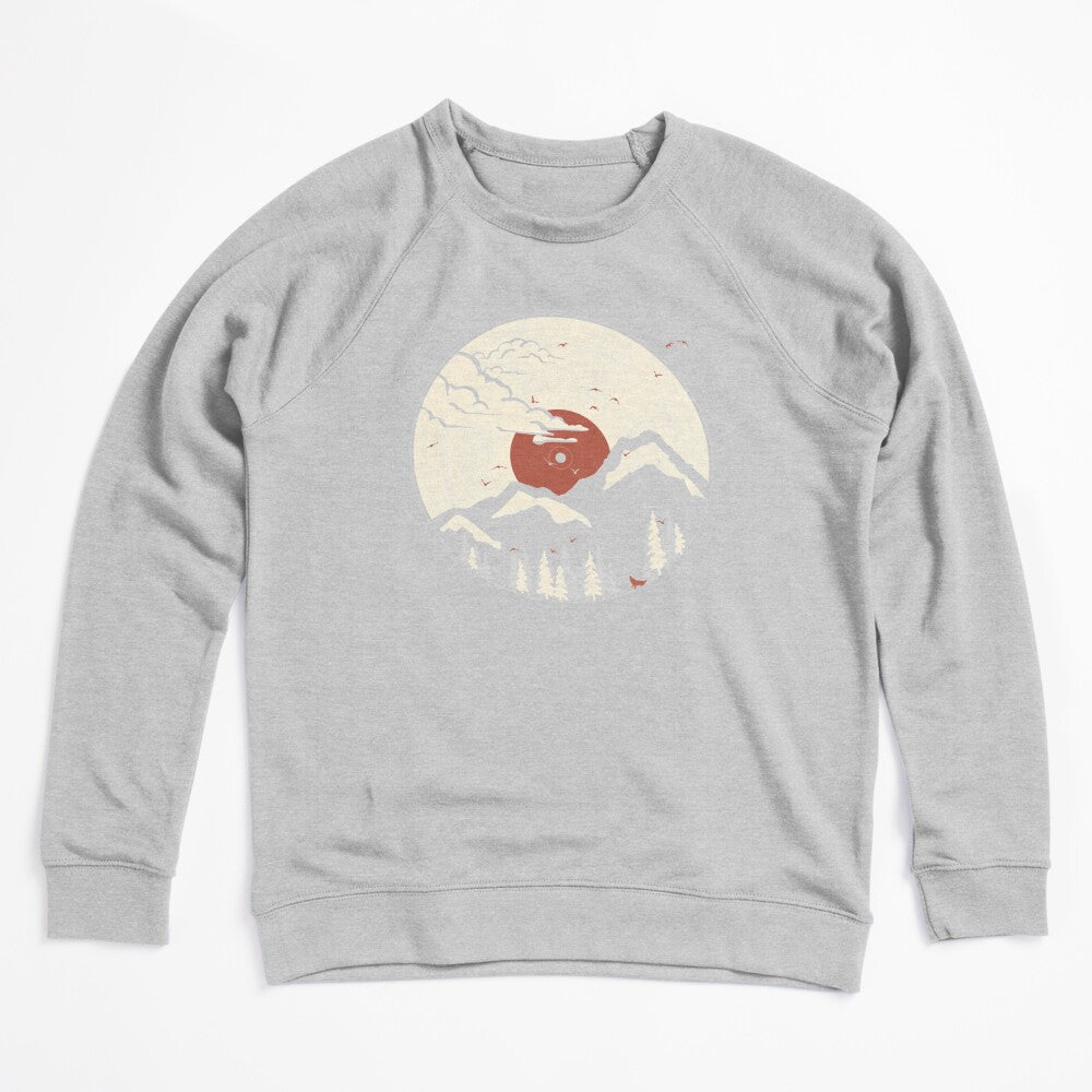 Retro Vinyl Record Mountain Sunset Forest Shirt