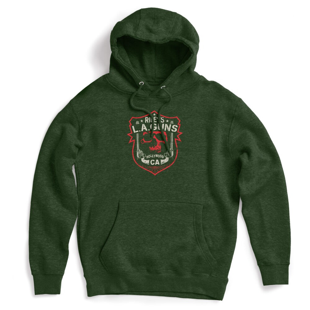 Riley's L A GUNS Official Logo Red Skull & Badge Shirt